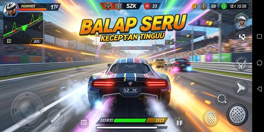 Tampilan gameplay Racing yang menegangkan dan mendebarkan di 5ZK.