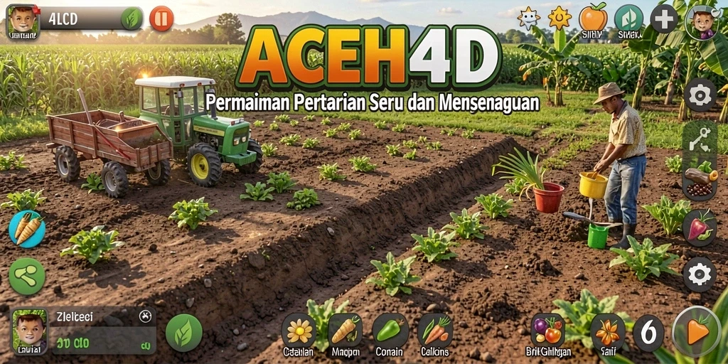 Gameplay ACEH4D yang menampilkan aktivitas bertani yang menyenangkan.