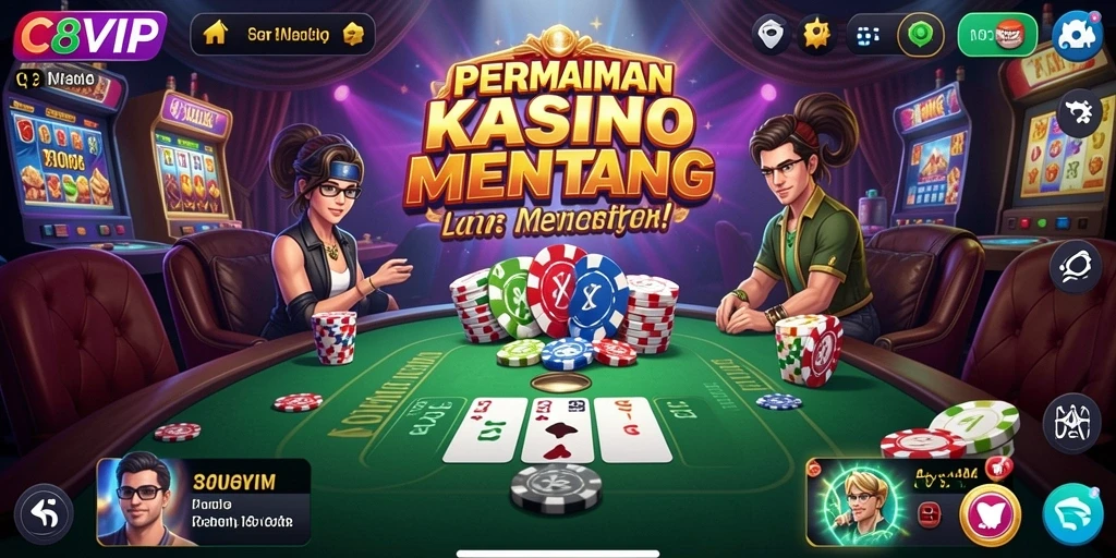 Tampilan gameplay C8VIP dengan fitur kasino yang menarik.