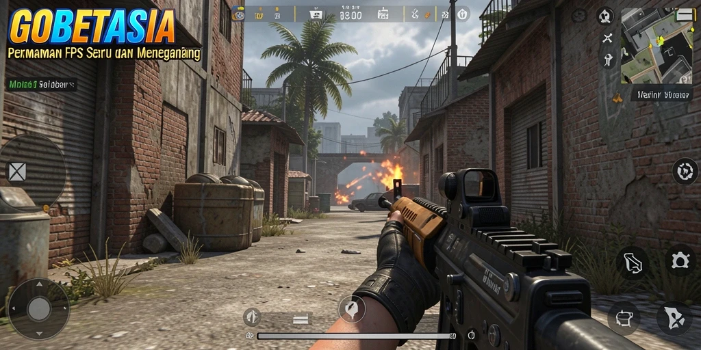 Screenshot GOBETASIA yang menunjukkan aksi gameplay FPS yang seru.