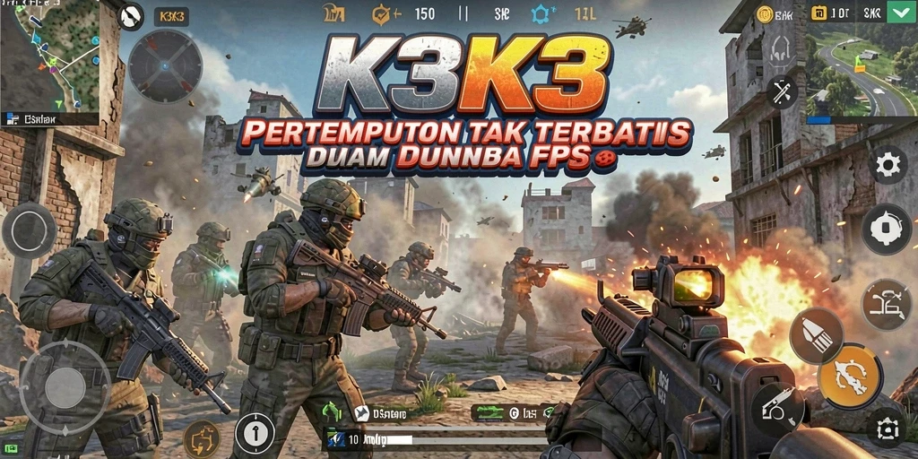 Tangkapan layar menunjukkan aksi mendebarkan dalam K3K3 dengan grafis FPS yang memukau.