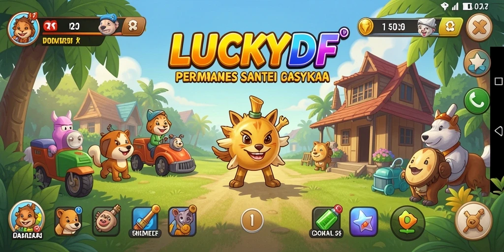 Tampilan gameplay LUCKYDF yang ceria dan menarik