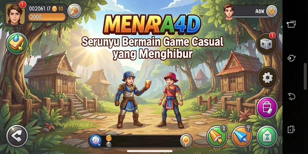 Tampilan gameplay MENARA4D yang ceria dan menantang.