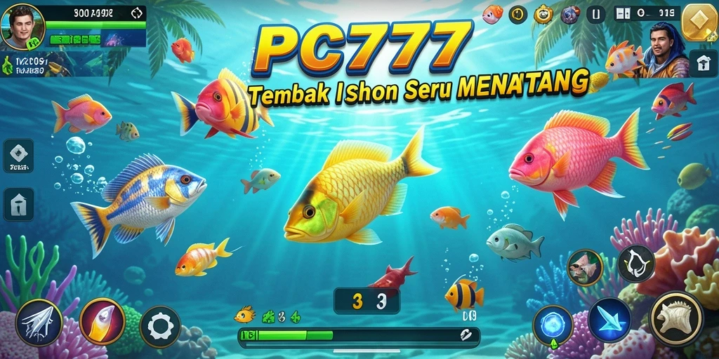 Gameplay <strong>PC777</strong> menampilkan aksi menangkap ikan yang seru dan penuh warna.