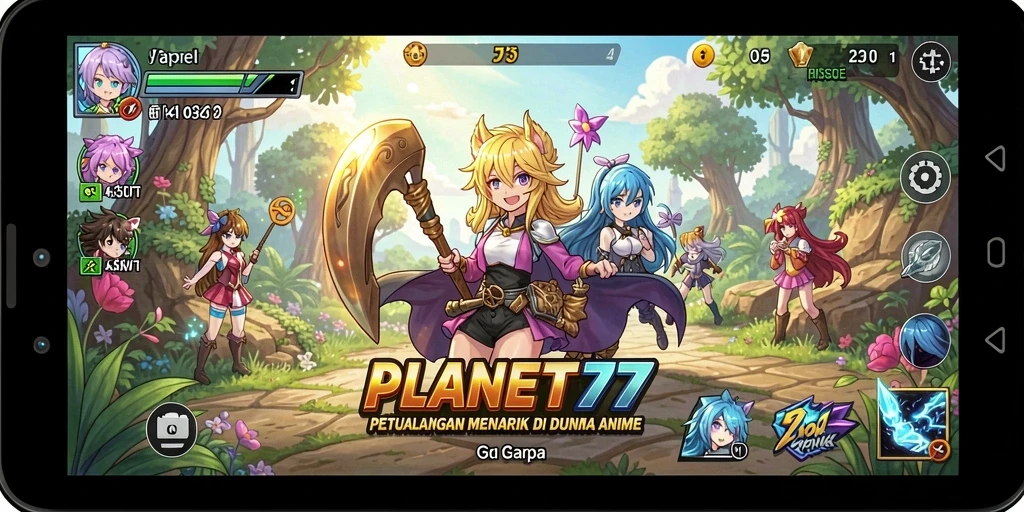 Screenshot yang menampilkan gameplay seru dari PLANET77.