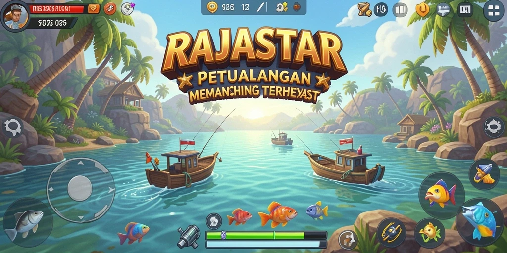 Tampilan gameplay mendebarkan dalam <strong>RAJASTAR</strong> saat menangkap ikan.