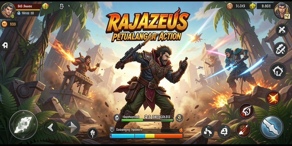 Tampilan gameplay RAJAZEUS yang mendebarkan dan penuh aksi.