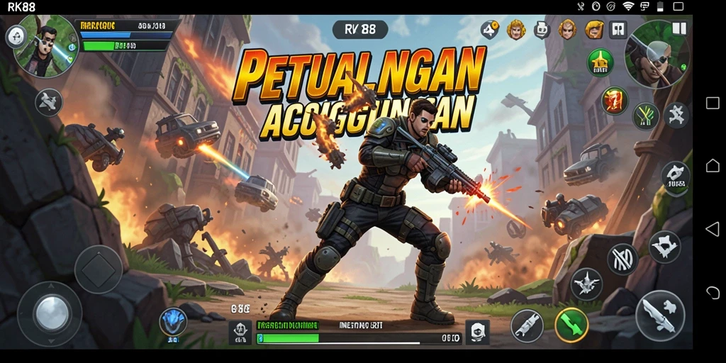 Tampilan gameplay RK88 yang mendebarkan dengan aksi bertempur yang intens.