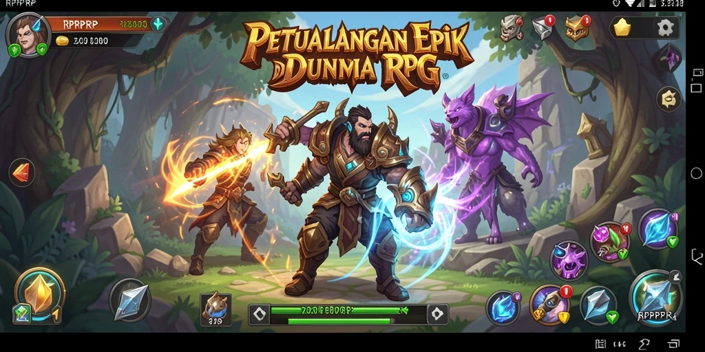 Screenshot RPRPRP menampilkan pertempuran epik dalam dunia RPG yang luas.