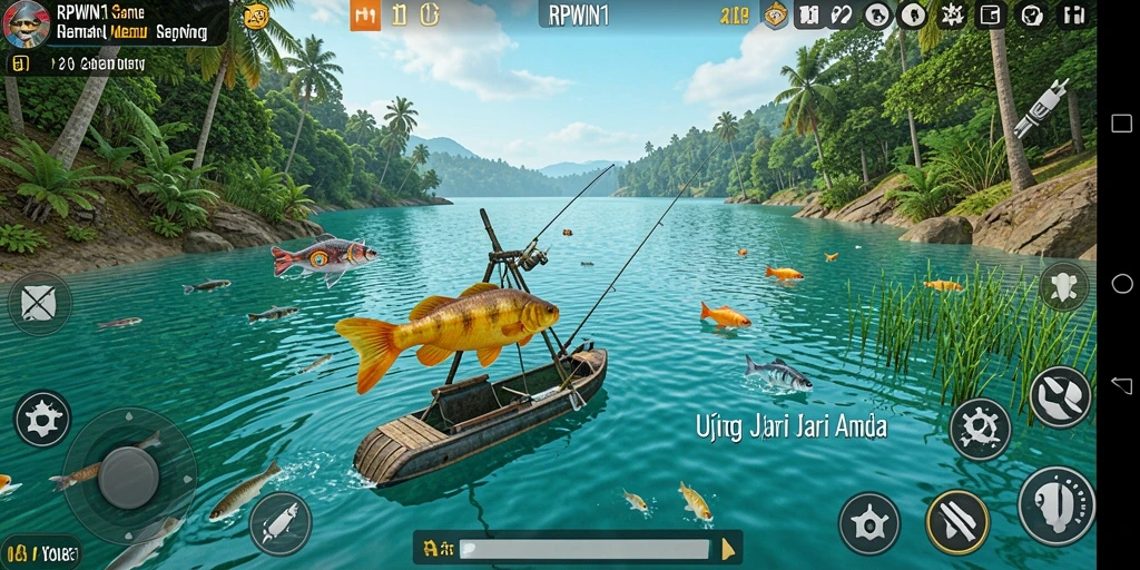 Tampilan gameplay RPWIN1 menampilkan momen memancing yang seru dan menantang.