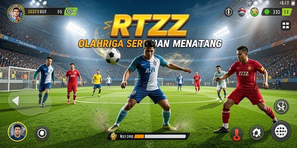 Screenshot gameplay RTZZ menunjukkan pertarungan antar pemain dalam olahraga seru.