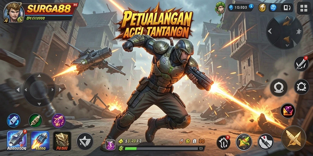Tampilan menarik dari gameplay action SURGA88 yang mendebarkan.