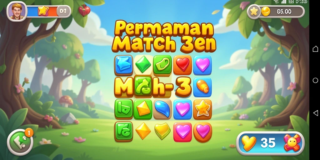 Screenshot menunjukkan gameplay yang seru di VC55 Match-3.