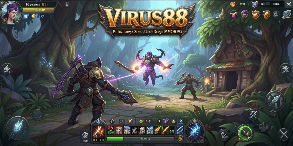 Screenshot VIRUS88 menampilkan aksi seru dalam pertempuran MMORPG.